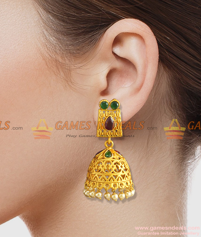 Thewa Type Temple Jhumka/Jhumki Earrings Online Low Price