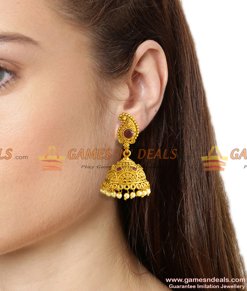 Antique Peacock Design Temple Inspired First Quality Jhumki for women ER785 Antique Peacock Design Temple Inspired First Quality Jhumki for women ER785