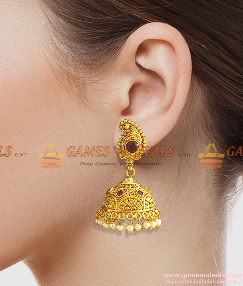 Antique Peacock Design Temple Inspired First Quality Jhumki for women ER785