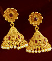 Antique Gold Jhumkas Online Floral Jewelry Ruby Stones ER787 Antique Gold Jhumkas Online Floral Jewelry Ruby Stones ER787
