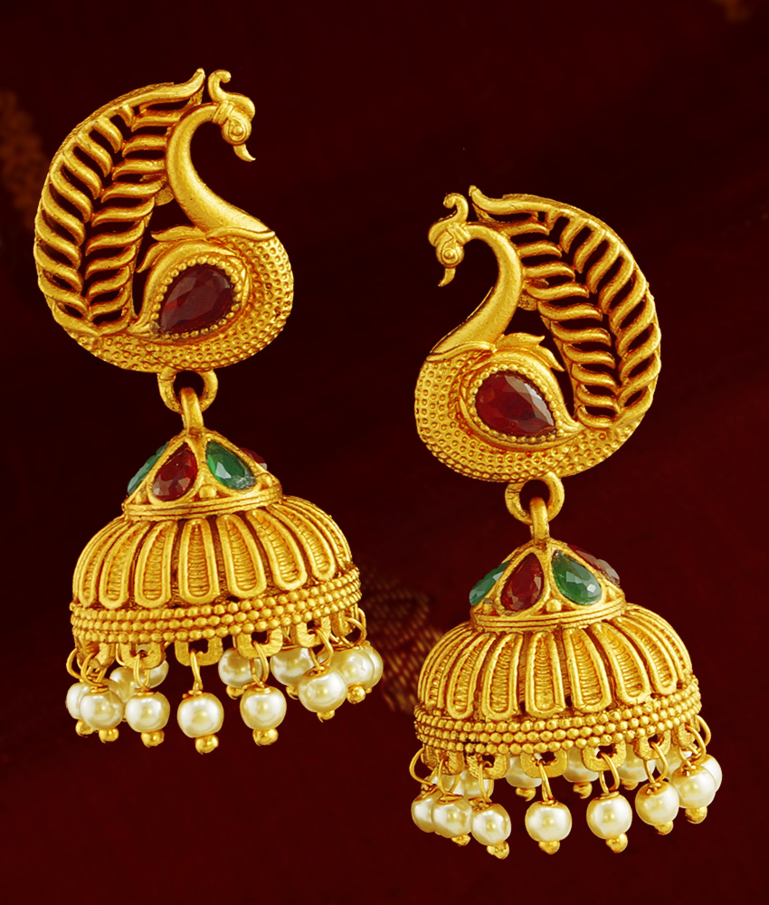 First Quality Antique Peacock Earring Temple Inspired Jhumki for women ER789