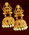 Temple Jewelry Antique Dull Gold Laxmi Jhumka Earrings Online ER790