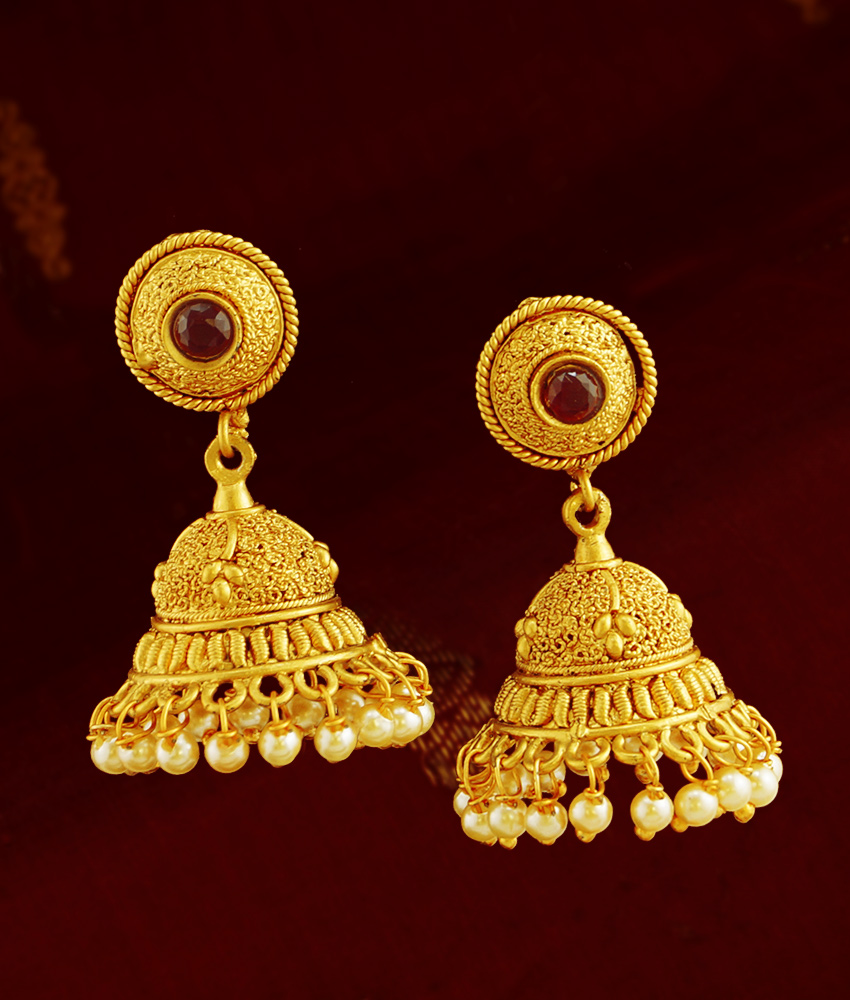 Gold Plated Antique Jhumki Jhumka Earrings Set Wedding Jewelry ER791