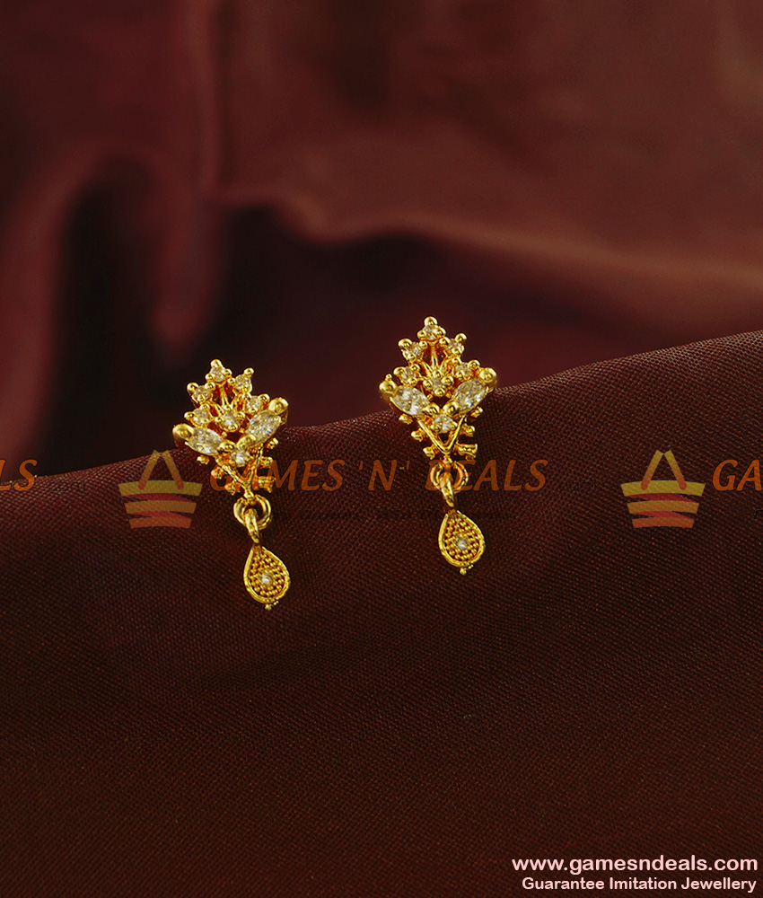 Sparkling Diamond Earrings Leaf Pattern Daily College Wear Online - ER808 Sparkling Diamond Earrings Leaf Pattern Daily College Wear Online - ER808