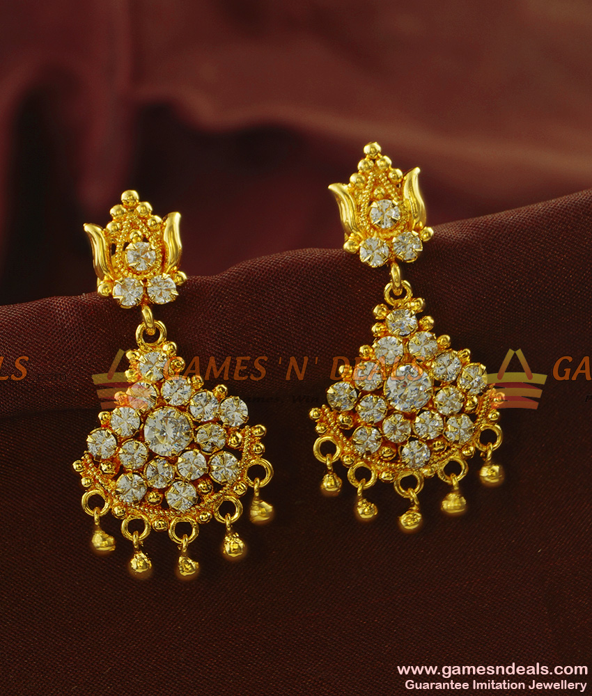 ER825 - Sparkling White AD Stone Danglers Guarantee Imitation Ear Rings ER825 - Sparkling White AD Stone Danglers Guarantee Imitation Ear Rings