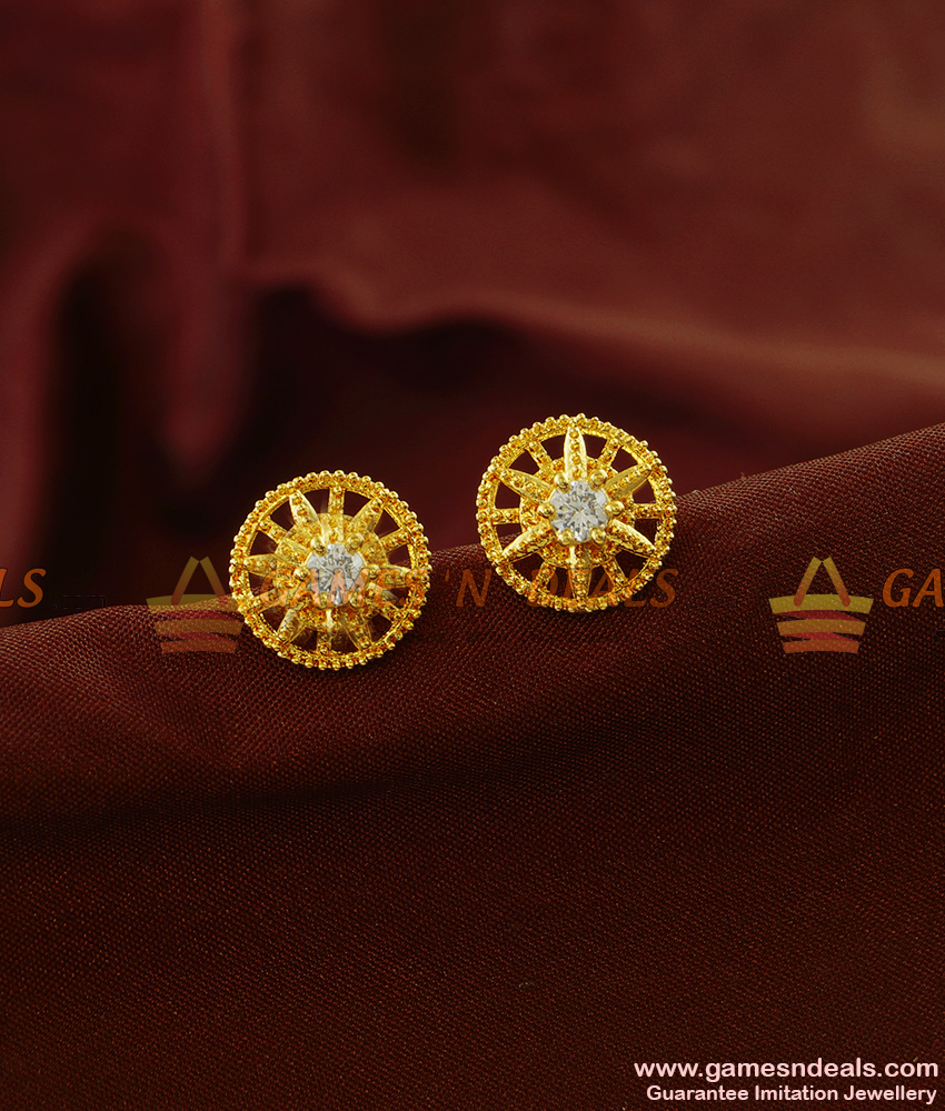 ER842 - Cute Daily Wear Single White Stone Stud Design for Women ER842 - Cute Daily Wear Single White Stone Stud Design for Women