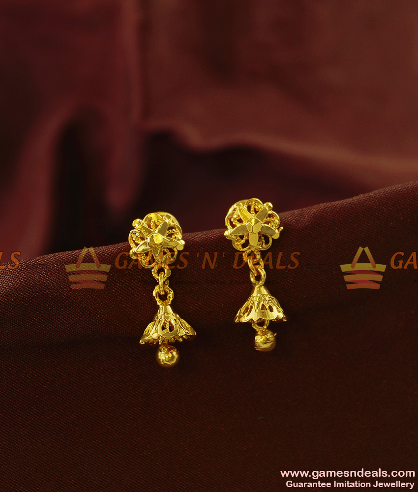 ER856 - Small Gold Plated Daily Wear Guarantee Jhumki Offer Price