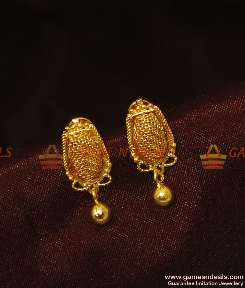 One Gram Gold Kerala Small Earrings for Daily Use