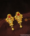 ER875 - Antique Pattern Lakshmi Earring Stud with Ruby Stone