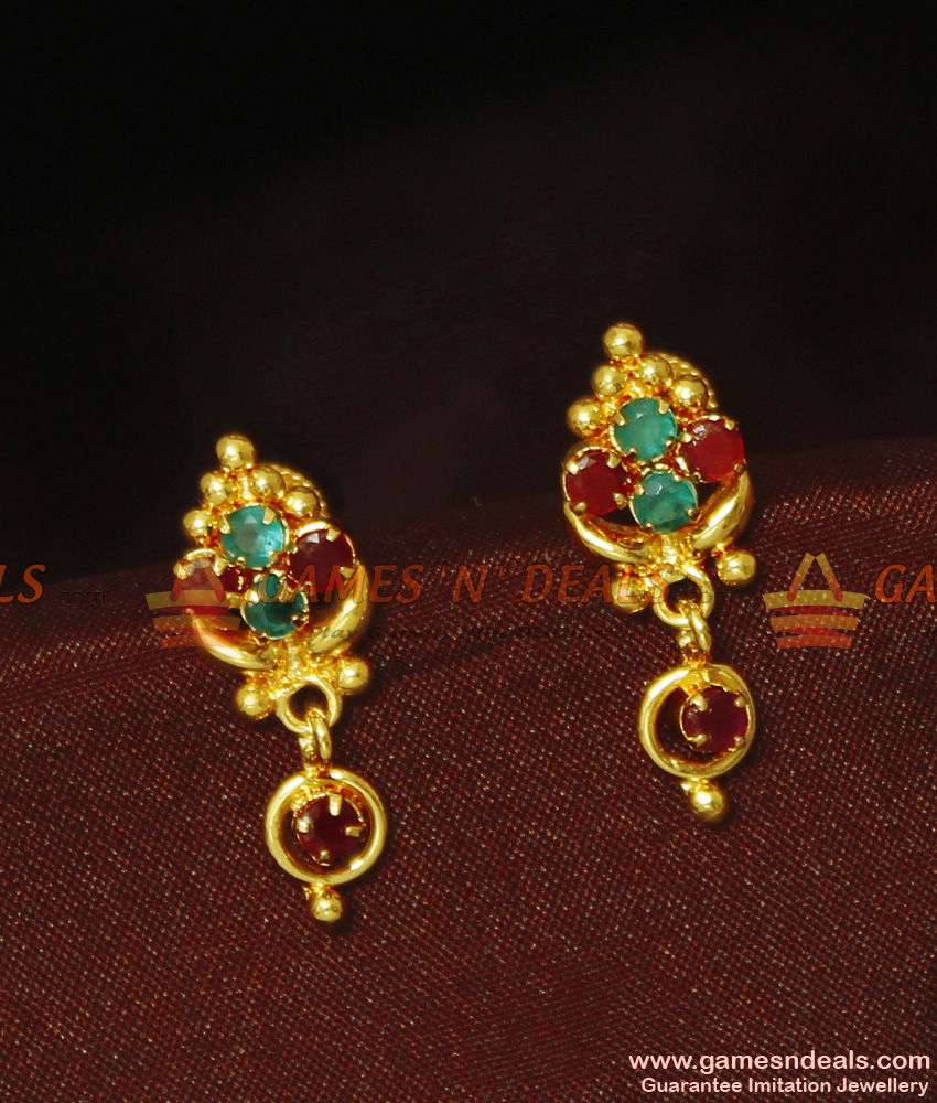ER883 - Daily Wear Sparkling Ruby Stone Earrings For Women