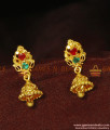ER901 - Red Green Stone Small Jhumki for Daily Use| Express Shipping