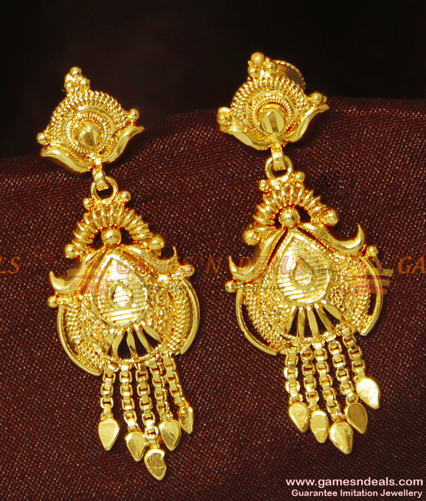 ER911 - Traditional Pure Gold Plated Kerala Guarantee Earring Design
