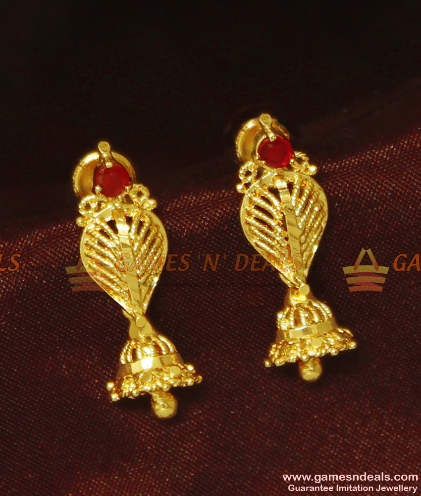 Ruby Red Stone Small Jhumki for Daily Use| Express Shipping |ER941