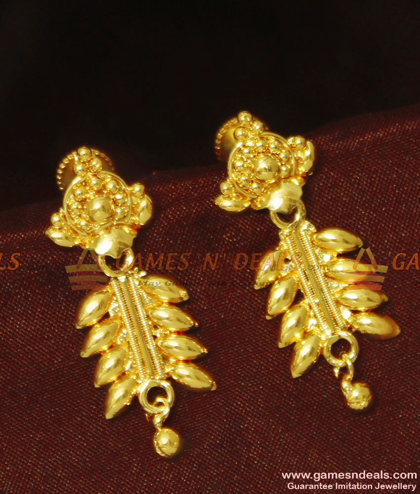 Leaf Pattern Kerala Stud For Daily Home Use Earring | ER946 Leaf Pattern Kerala Stud For Daily Home Use Earring | ER946