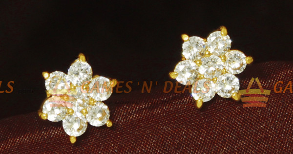 One Gram Gold Cute Daily Wear White Stone Stud