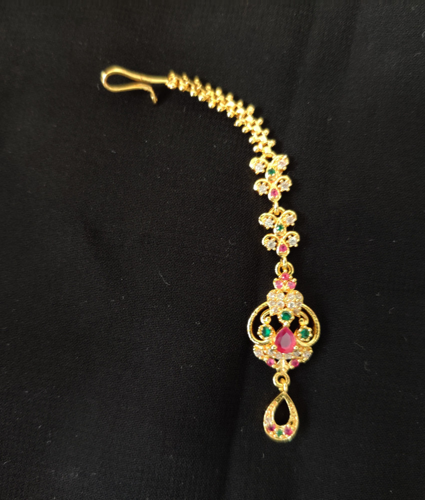Excellent Pink Stone Maang Tikka Imitation Jewelry Online