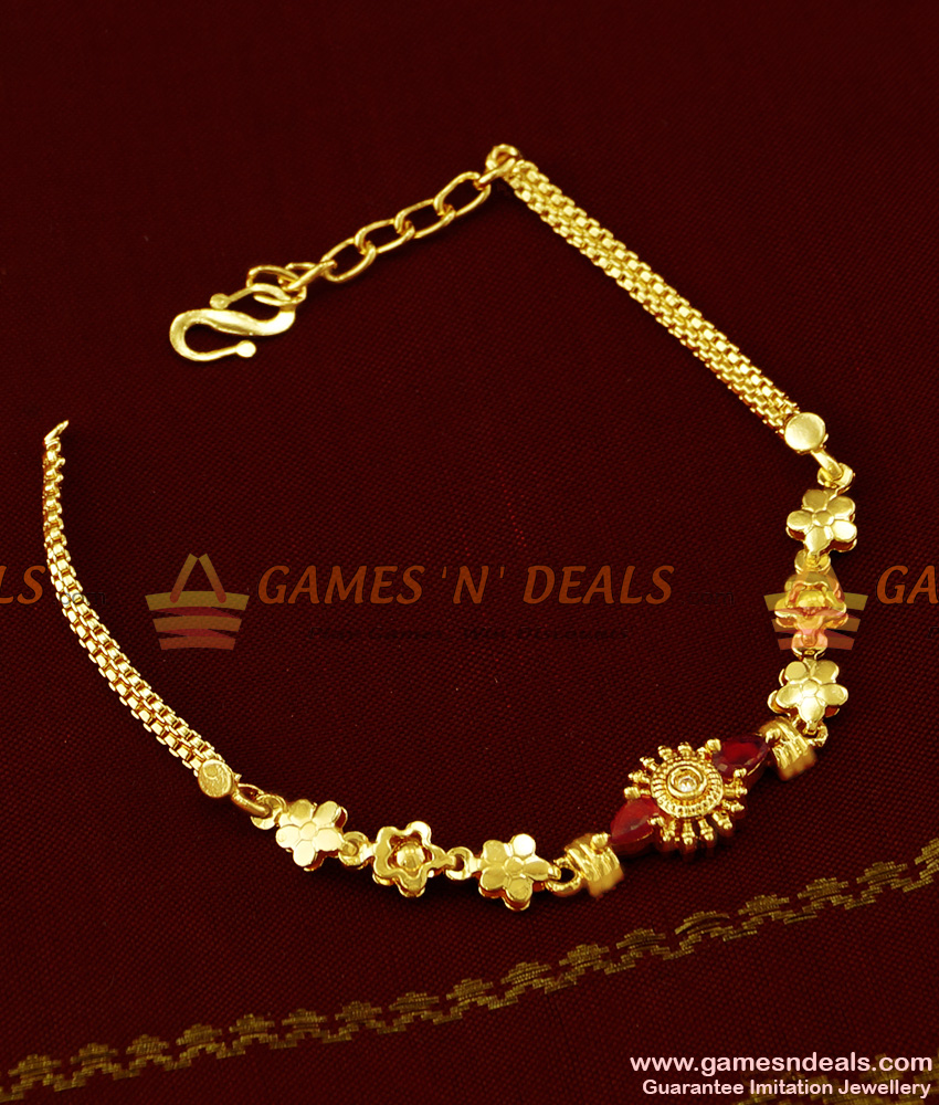 BRAC020 - Dazzling Light Weight Red AD Stone Imitation Bracelet Buy Online