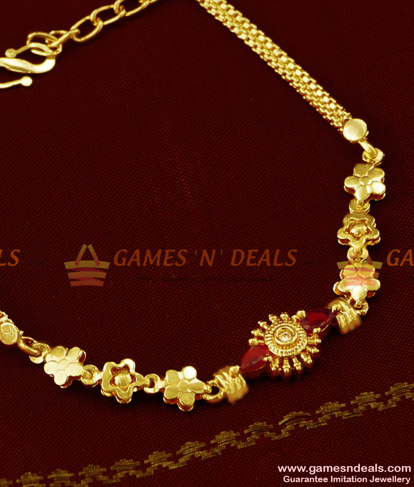 BRAC020 - Dazzling Light Weight Red AD Stone Imitation Bracelet Buy Online