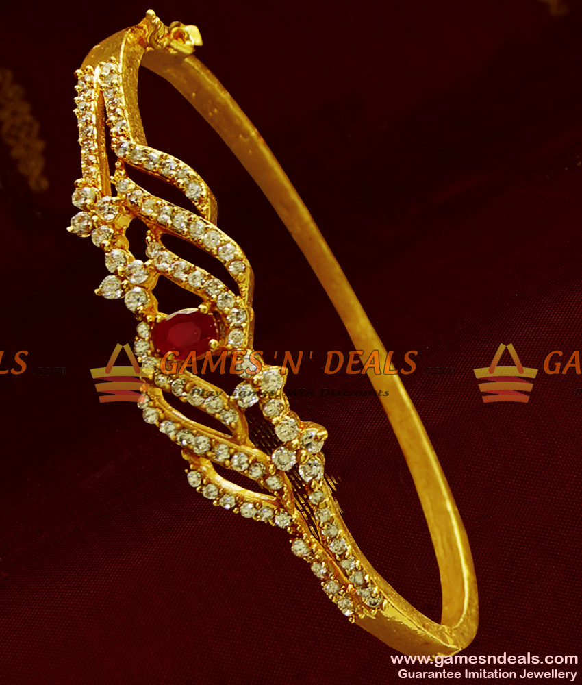 Ruby Stone Leaf Design Imitation Bracelet for Women Online BRAC023