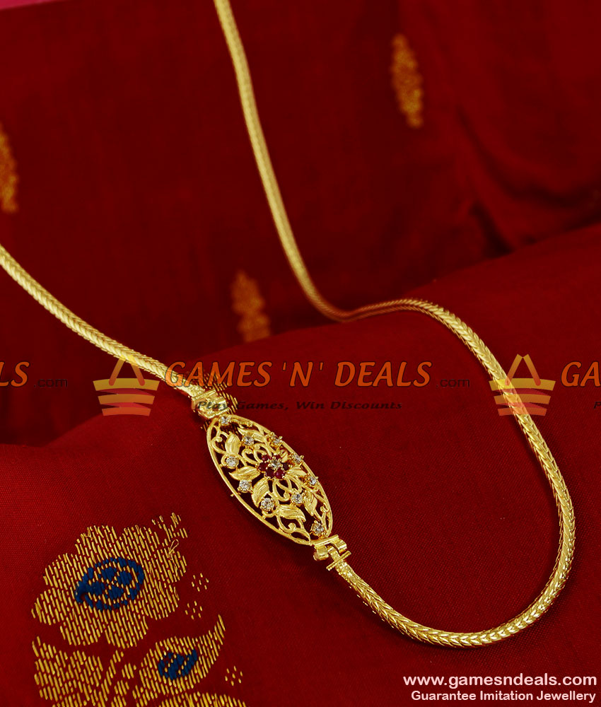MCH003 - South Indian Gold Plated Mogappu Dollar Daily Wear Saradu Chain