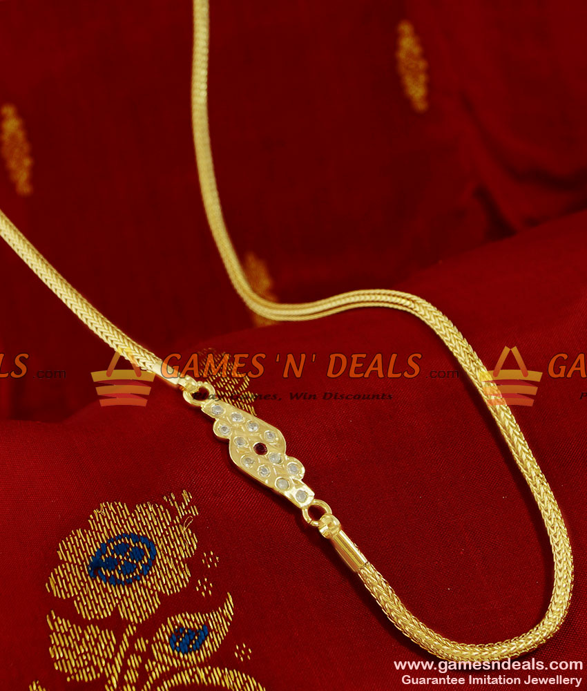 MCH004 Aiympon AD Stone Mogappu Dollar Daily Wear Thali Saradu Design  Chain