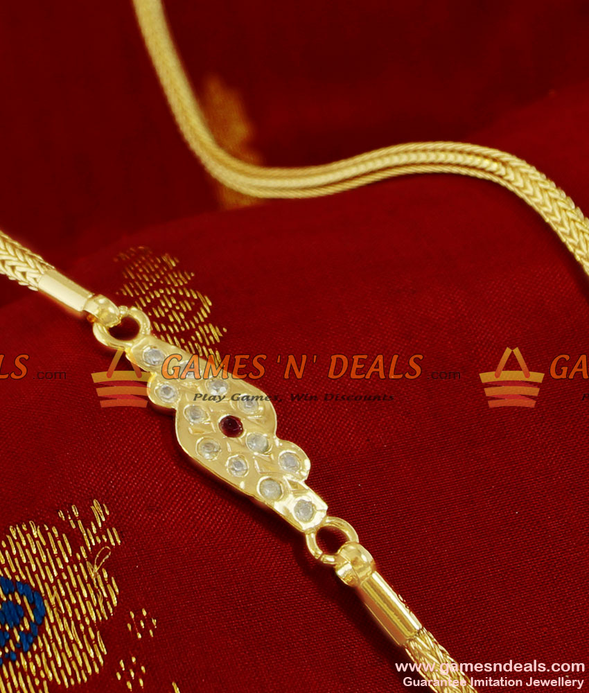 MCH004 - Aiympon AD Stone Mogappu Dollar Daily Wear Thali Saradu Design Chain MCH004 - Aiympon AD Stone Mogappu Dollar Daily Wear Thali Saradu Design Chain