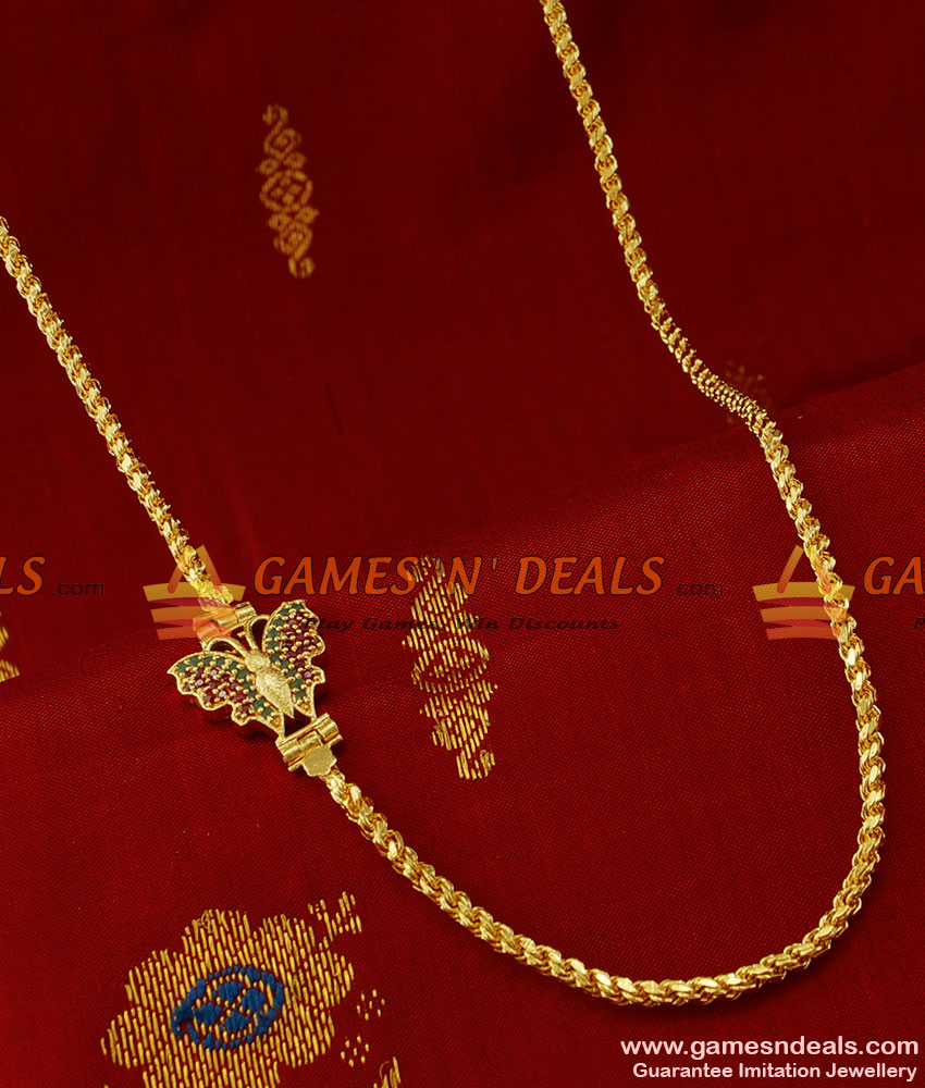 MCH019 - AD Stone Small Butterfly Dollar Mogappu Saradu Chain Low Price Online