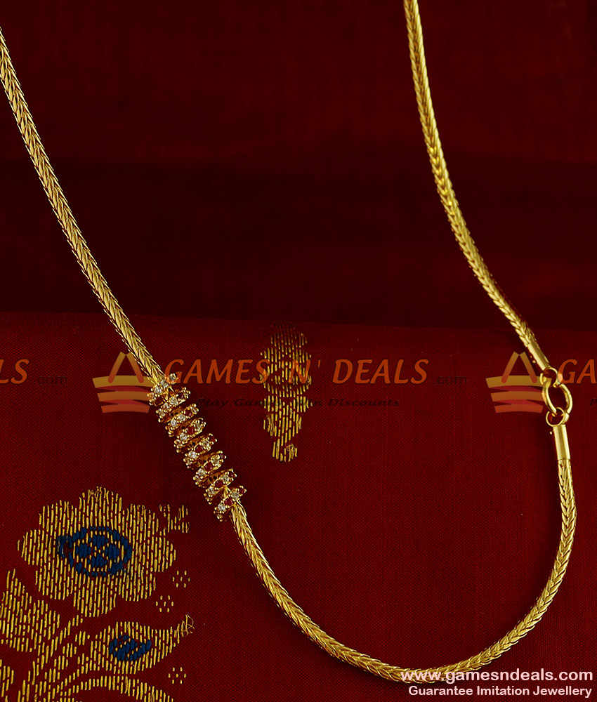 MCH038 - Spring Type Zircon Stone Mogappu Chain Attractive South Indian Imitation Jewelry