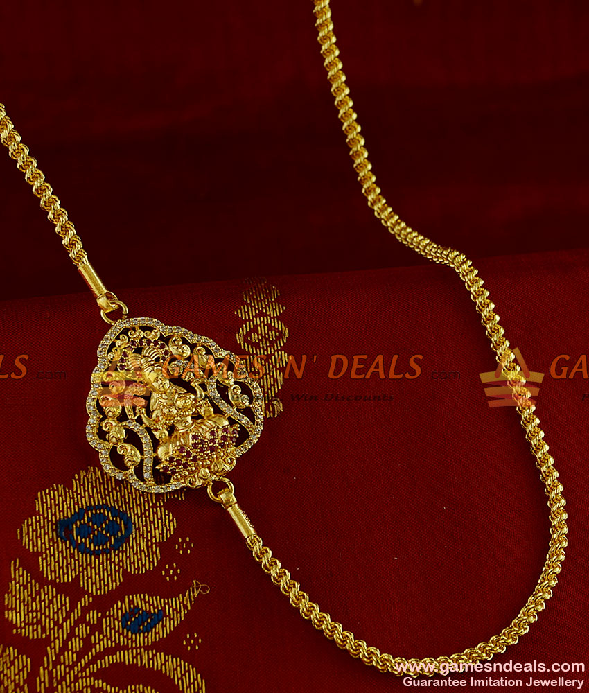 MCH039 - Grand Lakshmi Dollar Full Zircon Stone Mogappu Daily Wear Saradu Chain