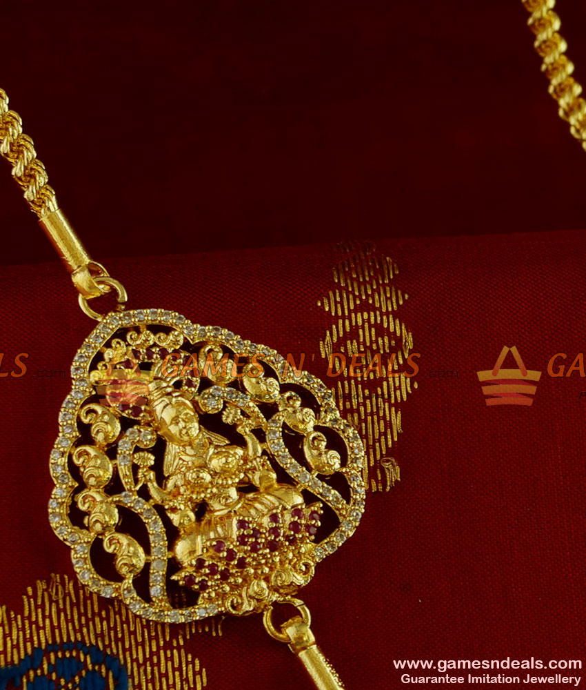 MCH039 - Grand Lakshmi Dollar Full Zircon Stone Mogappu Daily Wear Saradu Chain