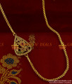 MCH041 - AD Red Stone Peacock Mogappu Dollar Daily Wear Thali Saradu Knitted Chain