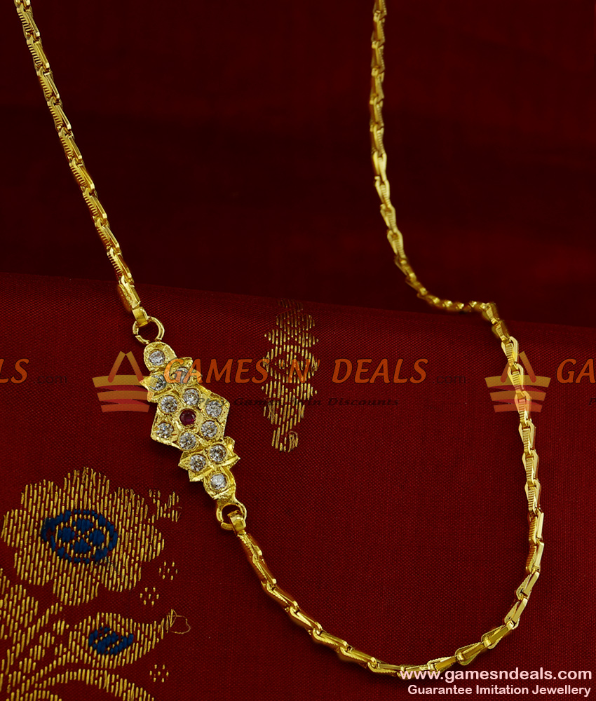 MCH050 - Aiympon AD Stone Mogappu Dollar Daily Wear Gothuma Chain Thali Design MCH050 - Aiympon AD Stone Mogappu Dollar Daily Wear Gothuma Chain Thali Design