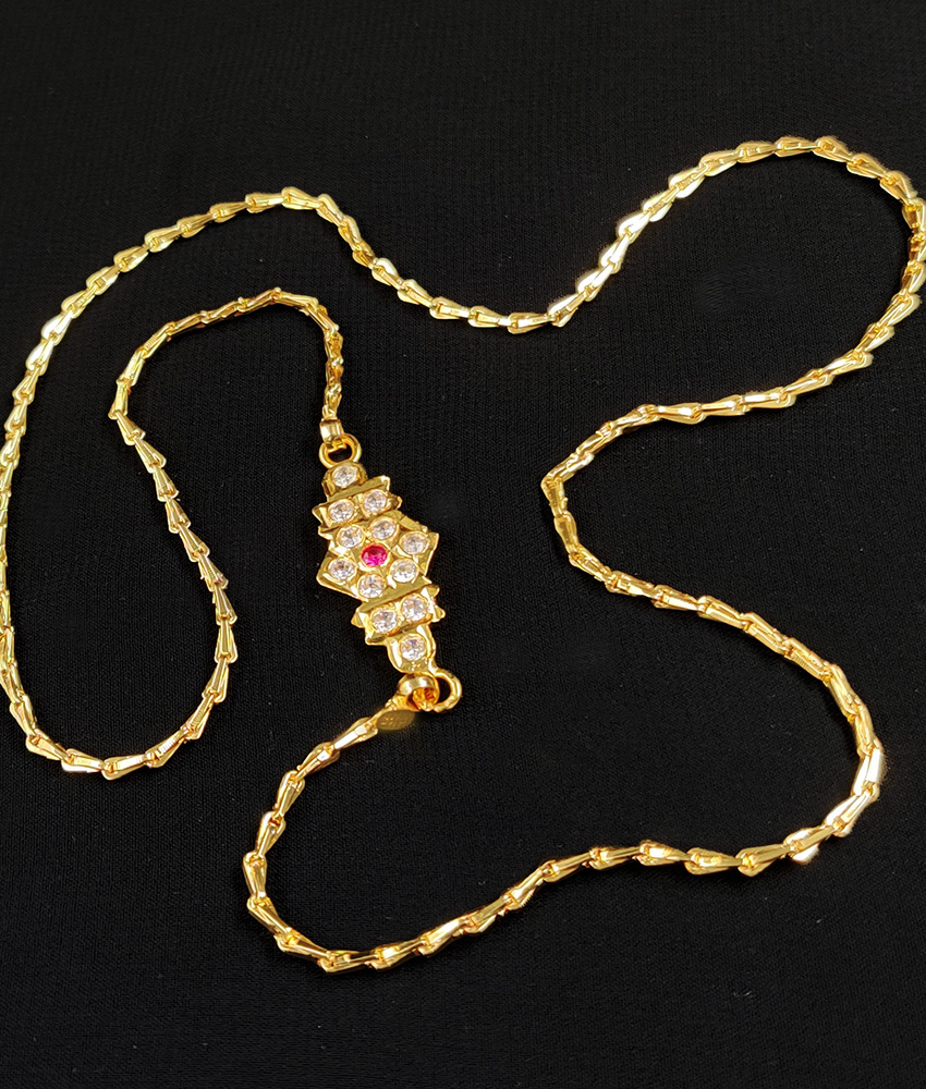 MCH050 - Aiympon AD Stone Mogappu Dollar Daily Wear Gothuma Chain Thali Design