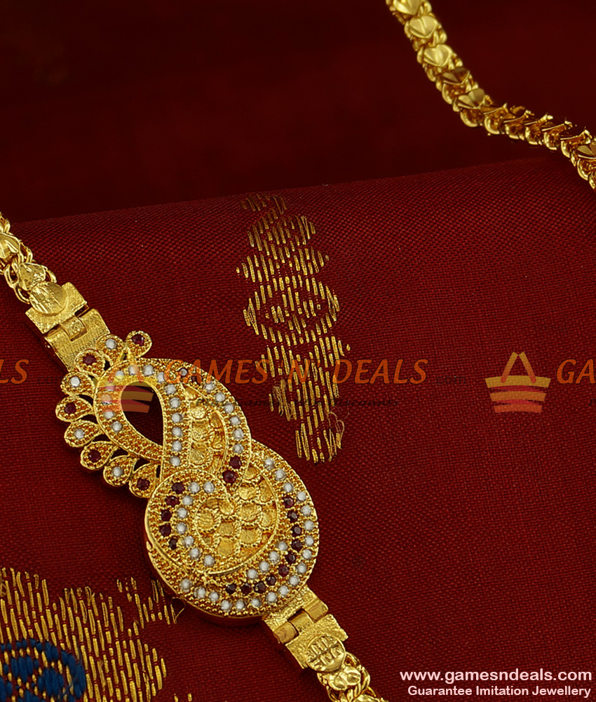 MCH062 - Traditional Gold Plated Dollar With AD Stones Mogappu Chain MCH062 - Traditional Gold Plated Dollar With AD Stones Mogappu Chain