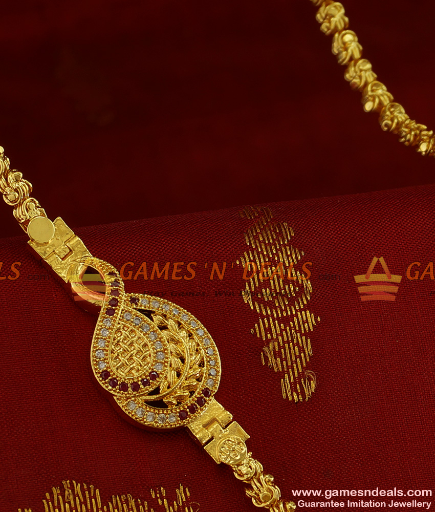 MCH068 - Guarantee Gold Plated Leaf Shaped Dollar Mogappu Chain Online