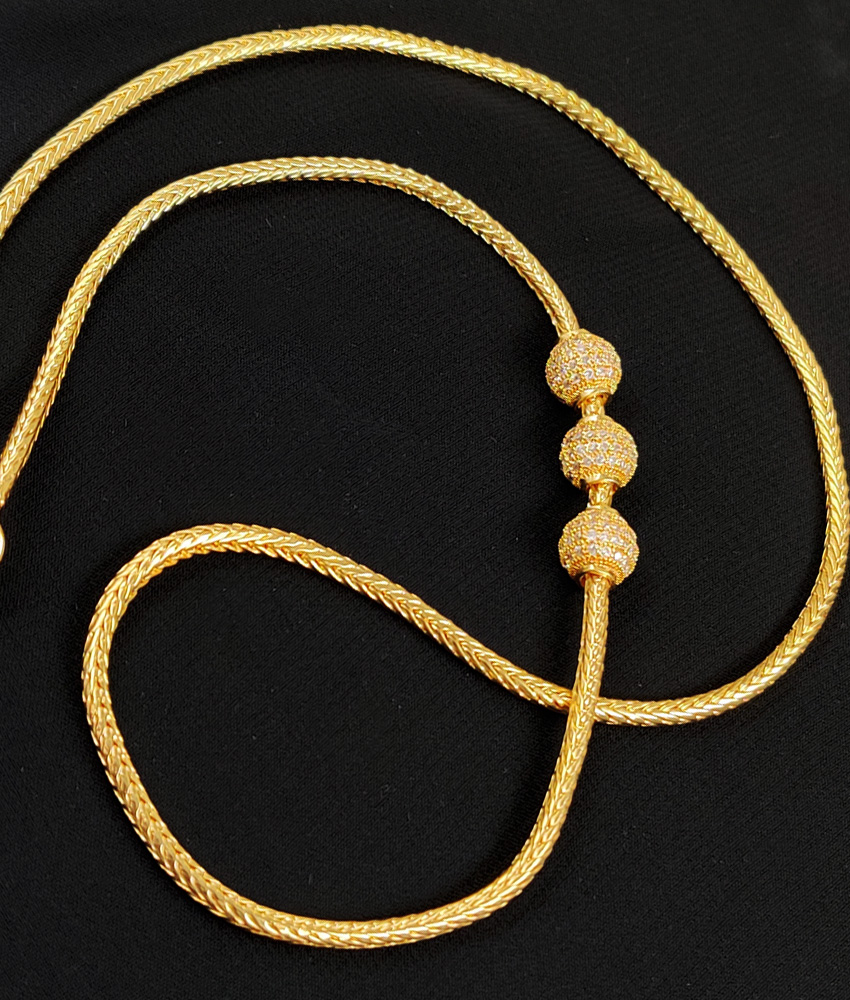 MCH071 - Beaded Zircon White Stone Mogappu Chain South Indian Imitation Jewelry