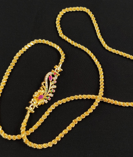 One Gram Gold AD Stone Peacock Mogappu 