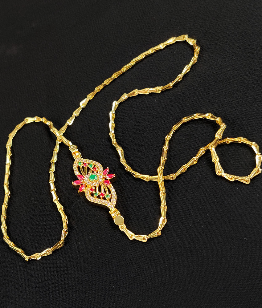 Gold Plated Jewellery Mugappu Chain Godhuma Wheat Chain Design Online MCH093