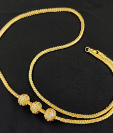  Traditional Design White Stone Round Ball Mugappu Chain MCH105