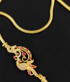 Trendy Peacock Micro Gold Plated Ruby AD Stone Mugappu Chain for Girls MCH110