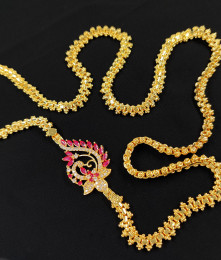Real Gold Plated Imitation Jewelry Peacock Design Ruby Stone Mugappu MCH112
