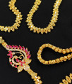 Real Gold Plated Imitation Jewelry Peacock Design Ruby Stone Mugappu MCH112