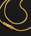 Multistone Side Pendant Gold Mugappu Design Chain MCH119
