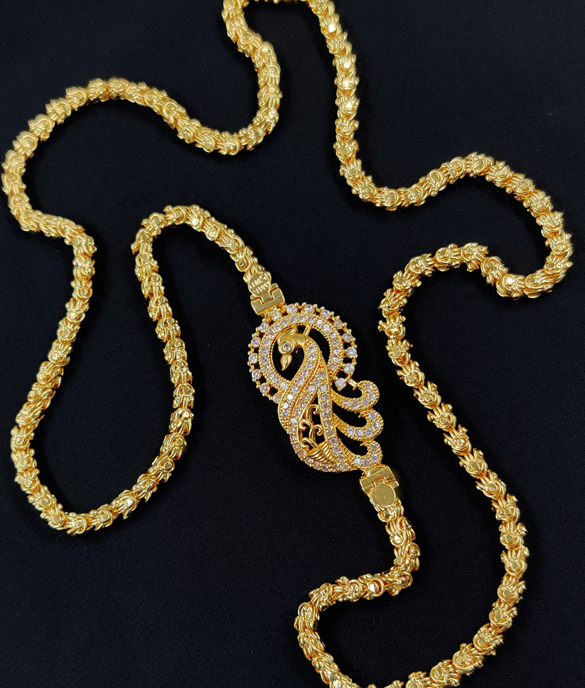 White Stone Peacock Mugappu Chain for Married Women MCH123