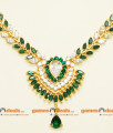 NCKN055 - Semi Precious Emerald AD Stone Imitation Necklace Romanian Olive Design NCKN055 - Semi Precious Emerald AD Stone Imitation Necklace Romanian Olive Design