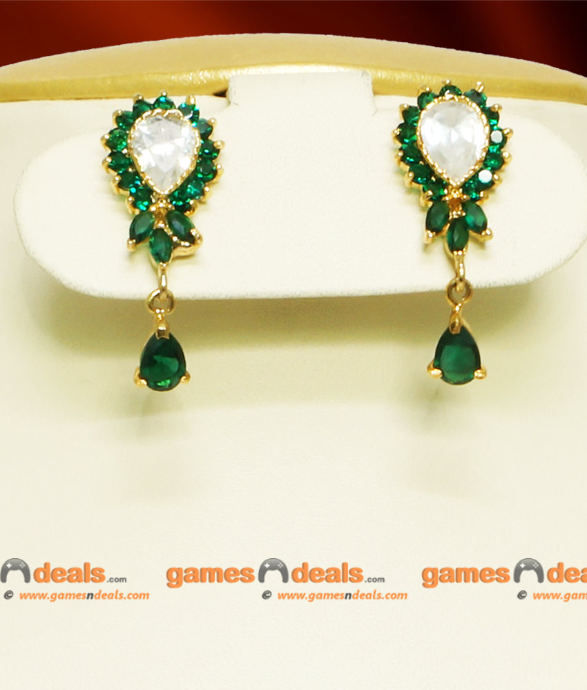 NCKN055 - Semi Precious Emerald AD Stone Imitation Necklace Romanian Olive Design NCKN055 - Semi Precious Emerald AD Stone Imitation Necklace Romanian Olive Design