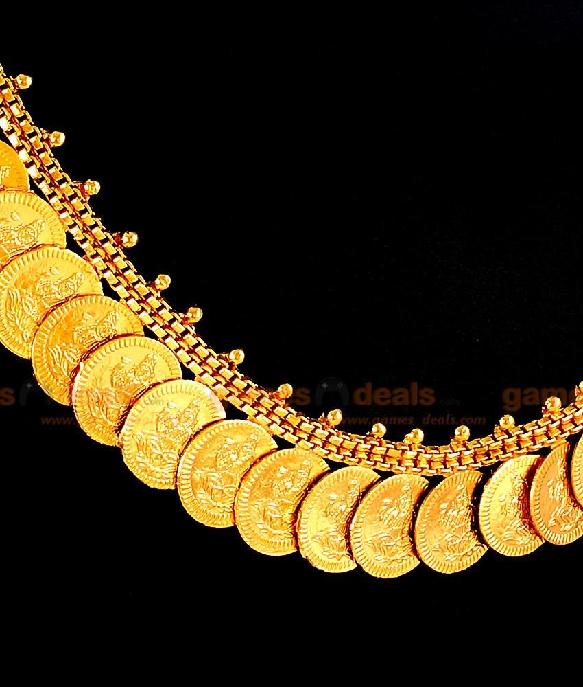 NCKN02 - Gold Plated Lakshmi Kasu Malai Design Necklace