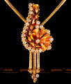 NCKN22 - Gold Plated Jewel One Imitation Necklace Big AD Stone Dollar Party Wear Design NCKN22 - Gold Plated Jewel One Imitation Necklace Big AD Stone Dollar Party Wear Design