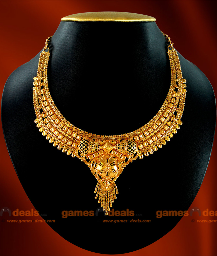 NCKN24 - Gold Plated Jewellery Traditional Chidambaram Choker Necklace Online Shopping NCKN24 - Gold Plated Jewellery Traditional Chidambaram Choker Necklace Online Shopping