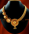 NCKN32-Majestic Gold Plated Necklace Party Wear One Sided Flowers Design South Indian Jewelry